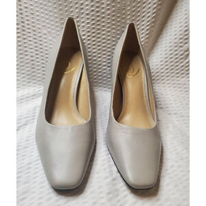 Sam Edelman Womens Rika Grey Leather Comfort Business Work Classic Heels Sz 8.5M